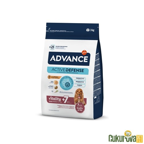 ADVANCE SENIOR MEDIUM TAVUKLU ORTA IRK YAŞLI KÖPEK MAMASI 3 KG