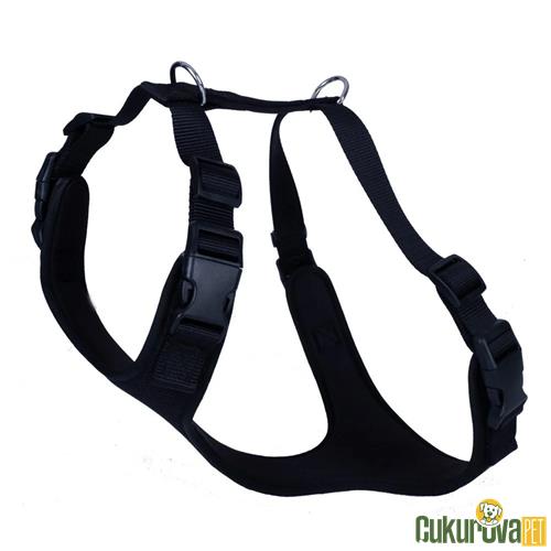 DOGGIE HAVALI DOKUMADAN EL YAPIMI KÖPEK GÖĞÜS TASMASI L - 2 x 55 - 65 CM - SİYAH