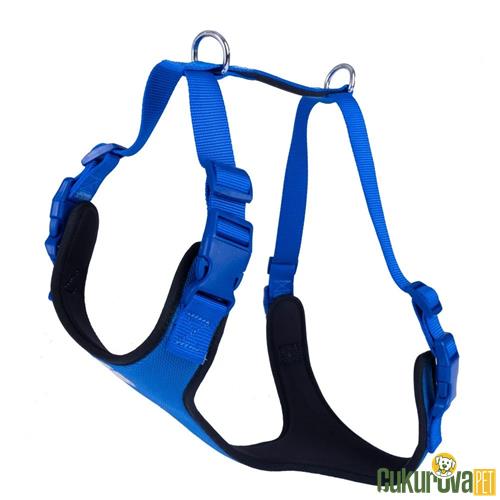 DOGGIE HAVALI DOKUMADAN EL YAPIMI KÖPEK GÖĞÜS TASMASI L - 2 x 55 - 65 CM - ROYAL BLUE