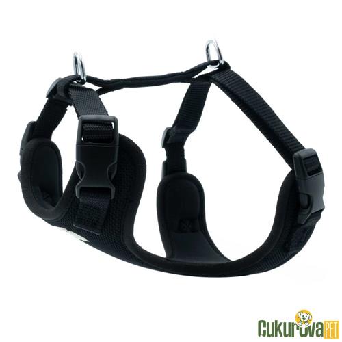 DOGGIE HAVALI DOKUMADAN EL YAPIMI KÖPEK GÖĞÜS TASMASI S - 1.5 x 40 - 50 CM - SİYAH