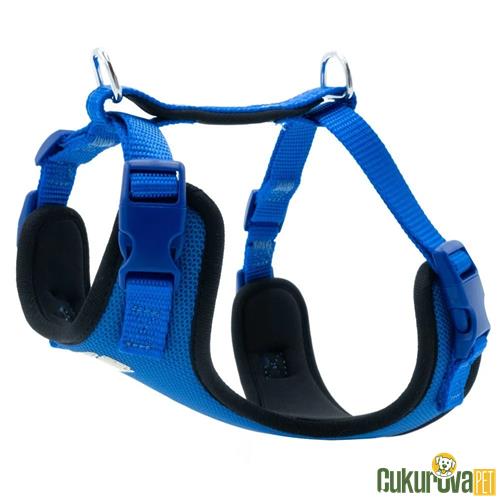 DOGGIE HAVALI DOKUMADAN EL YAPIMI KÖPEK GÖĞÜS TASMASI S - 1.5 x 40 - 50 CM - ROYAL MAVİ
