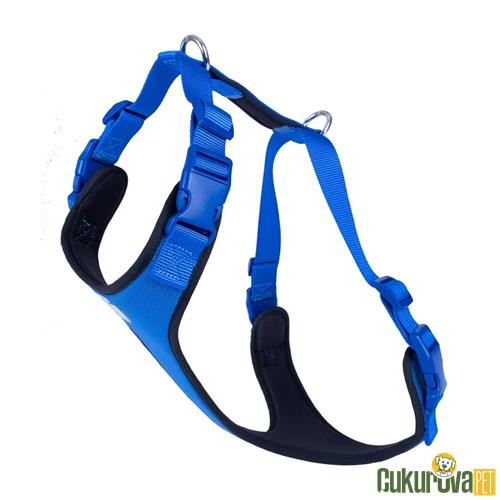 DOGGIE HAVALI DOKUMADAN EL YAPIMI KÖPEK GÖĞÜS TASMASI XL - 2.5 x 65 - 75 CM - ROYAL MAVİ