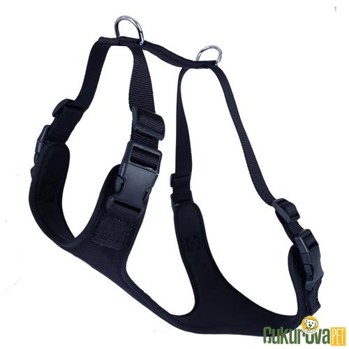 DOGGIE HAVALI DOKUMADAN EL YAPIMI KÖPEK GÖĞÜS TASMASI XL - 2.5 x 65 - 75 CM - SİYAH