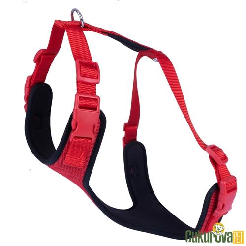DOGGIE HAVALI DOKUMADAN EL YAPIMI KÖPEK GÖĞÜS TASMASI XL - 2.5 x 65 - 75 CM - KIRMIZI