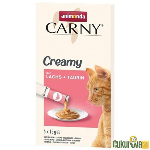ANIMONDA SNACK CARNY SOMONLU & TAURINLI KEDİ KREMASI 6 x 15 GR