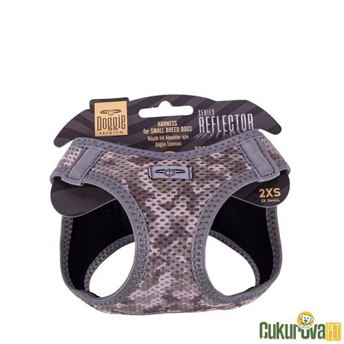 DOGGIE HAVALI DOKUMADAN REFLEKTÖR SERİSİ EL YAPIMI KÜÇÜK IRK KÖPEK GÖĞÜS TASMASI 2XS 26 - 30 CM - KAMO