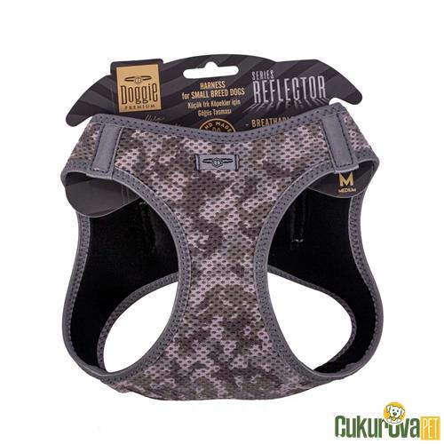 DOGGIE HAVALI DOKUMADAN REFLEKTÖR SERİSİ EL YAPIMI KÜÇÜK IRK KÖPEK GÖĞÜS TASMASI M 38 - 44 CM - KAMO