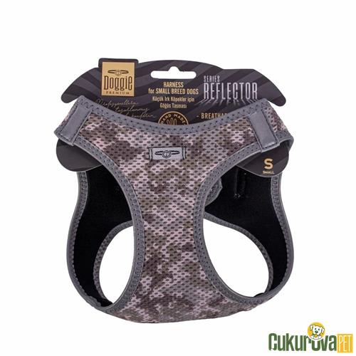 DOGGIE HAVALI DOKUMADAN REFLEKTÖR SERİSİ EL YAPIMI KÜÇÜK IRK KÖPEK GÖĞÜS TASMASI S 32 - 38 CM - KAMO