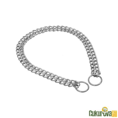 DOGGIE EĞİTİM SERİSİ ÇİFT BOĞMA ZİNCİRLİ KÖPEK BOYUN TASMASI L - 2.5 x 60 - 60 CM - KROM