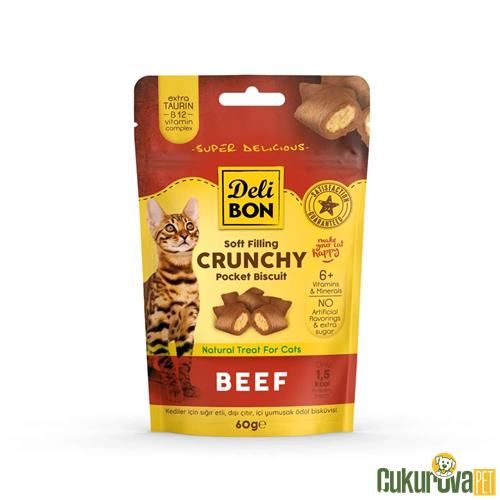 DELİBON CRUNCY İÇİ DOLGULU ÖDÜL BİSKÜVİSİ SIĞIR ETLİ 60 GR 
