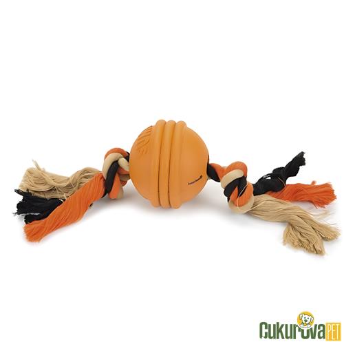 BEEZTEES SUMO FİT BALL KAUÇUK TOPLU DİŞ İPİ KÖPEK OYUNCAĞI TURUNCU 31.8 x 7.9 x 7.0 CM