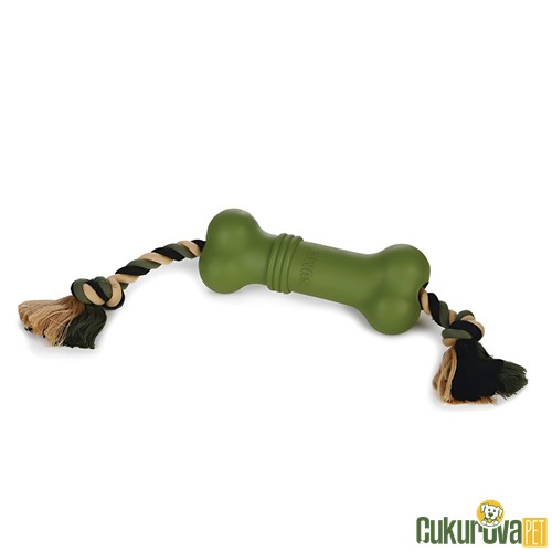 BEEZTEES SUMO FIT BONE DİŞ İPLİ KAUÇUK KÖPEK OYUNCAĞI YEŞİL - 20 x 6 x 13 CM