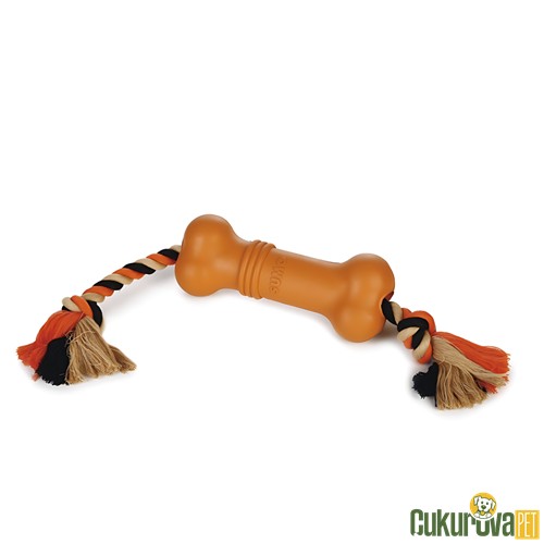 BEEZTEES SUMO FIT KAUÇUK DİŞ İPLİ KÖPEK OYUNCAĞI - TURUNCU - 20 x 6 x 11 CM