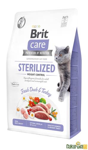 BRIT CARE HIPOALERJENIK KİLO KONTROLÜ İÇİN ÖRDEKLİ TAHILSIZ KISIRLAŞTIRILMIŞ KEDİ MAMASI 2 KG