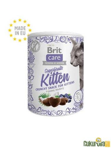 BRIT CARE SUPERFRUITS HİNDİSTAN CEVİZLİ VE YABAN MERSİNLİ YAVRU KITIR KEDİ ÖDÜL TABLETİ 100 GR