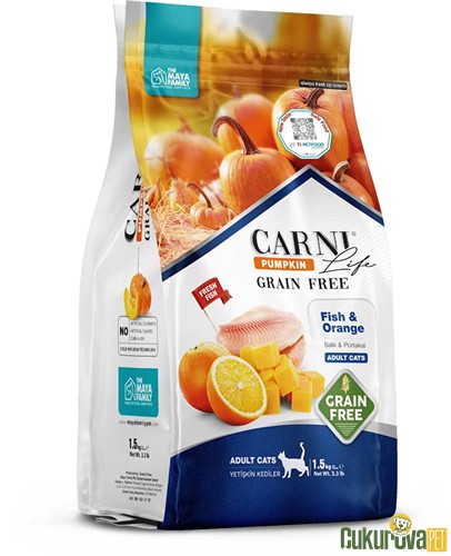 CARNI LIFE PUMPKIN ADULT TAHILSIZ BALIK ETLİ & PORTAKALLI YETİŞKİN KEDİ MAMASI 1.5 KG