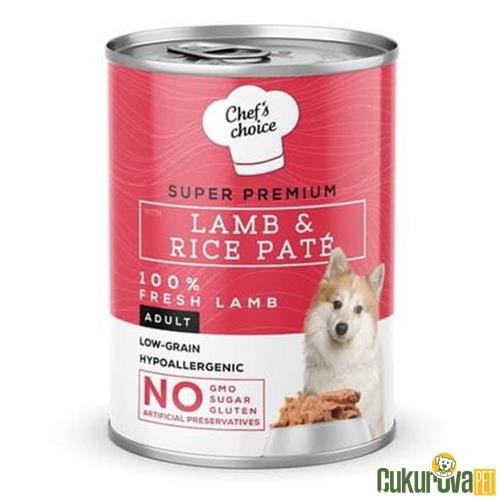 CHEF'S CHOICE KIYILMIŞ KUZULU VE PİRİNÇLİ YETİŞKİN KÖPEK KONSERVESİ 400 GR