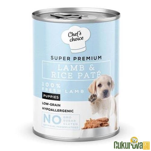 CHEF'S CHOICE HYPO - ALLERGENIC KUZULU VE PİRİNÇLİ DÜŞÜK TAHILLI YAVRU KÖPEK KONSERVESİ 400 GR