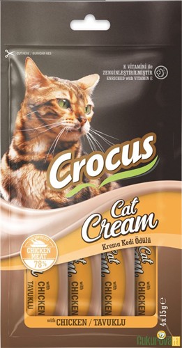 CROCUS TAVUKLU KREMA EK BESİN TAKVİYESİ KEDİ ÖDÜLÜ 4 x 15 GR