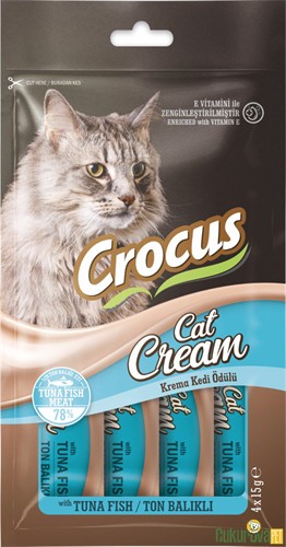 CROCUS TON BALIKLI KREMA EK BESİN TAKVİYESİ KEDİ ÖDÜLÜ 4 x 15 GR