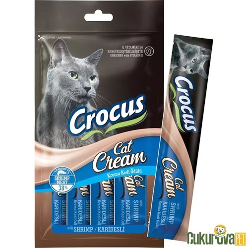 CROCUS KARİDESLİ KREMA EK BESİN TAKVİYESİ KEDİ ÖDÜLÜ 4 x 15 GR