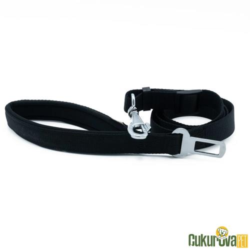 DOGGIE DOKUMADAN EL YAPIMI EMNİYET KEMERLİ KÖPEK GEZDİRME APARATI M - 2.5 x 80 - 120 CM - SİYAH