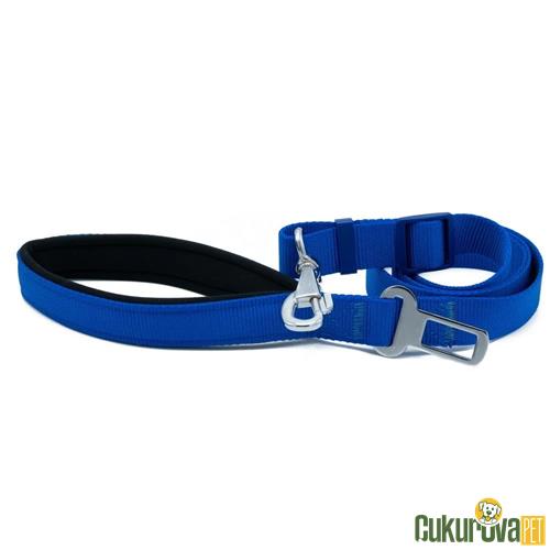 DOGGIE DOKUMADAN EL YAPIMI EMNİYET KEMERLİ KÖPEK GEZDİRME APARATI M - 2.5 x 80 - 120 CM - ROYAL MAVİ