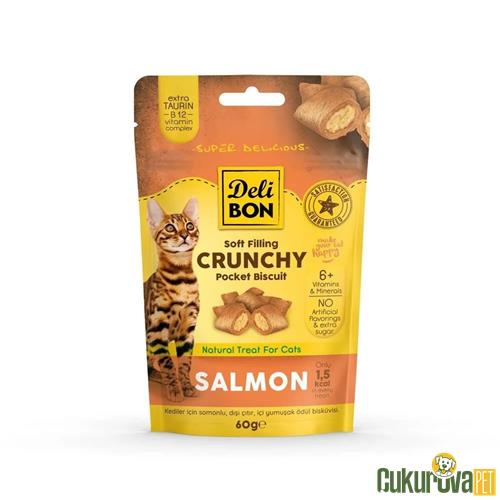 DELİBON CRUNCHY İÇİ DOLGULU BİSKÜVİ SOMONLU KEDİ ÖDÜLÜ 60 GR