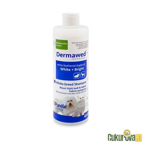 PURELE DERMAWED BEYAZ IRK KEDİ KÖPEK İÇİN AKTİF TEMİZLEYİCİLİ ŞAMPUAN 450 ML