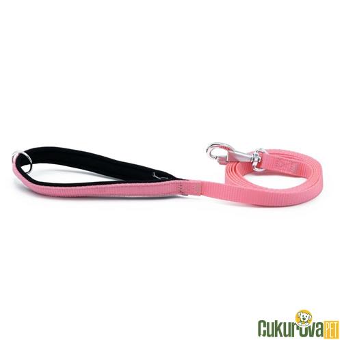 DOGGIE KONFORLU DOKUMADAN EL YAPIMI KÖPEK GEZDİRME KAYIŞI M - 1.5 x 160 CM - PEMBE