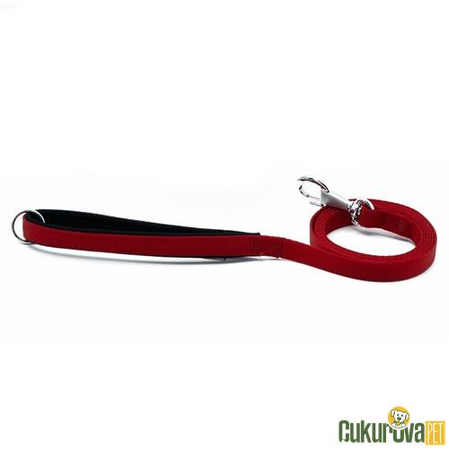 DOGGIE KONFORLU DOKUMADAN EL YAPIMI KÖPEK GEZDİRME KAYIŞI 1.5 x 160 CM - KIRMIZI