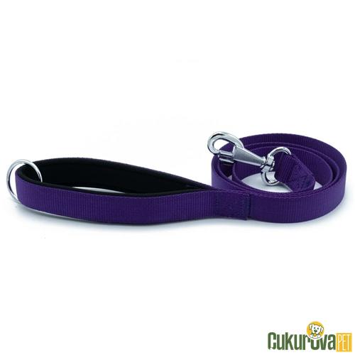DOGGIE KONDORLU DOKUMADAN EL YAPIMI KÖPEK GEZDİRME KAYIŞI M - 2.5 x 120 CM - MOR
