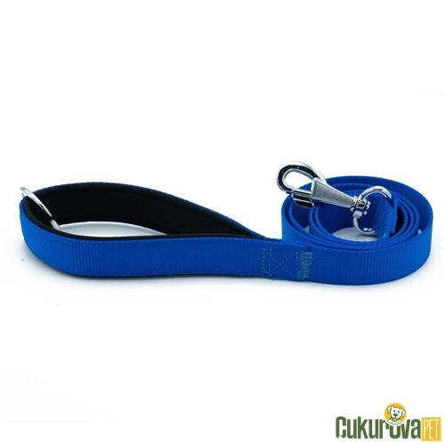 DOGGIE KONDORLU DOKUMADAN EL YAPIMI KÖPEK GEZDİRME KAYIŞI M - 2 x 140 CM - ROYAL MAVİ