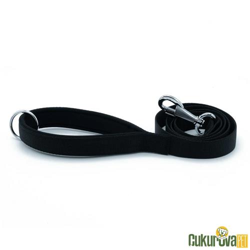 DOGGIE KONDORLU DOKUMADAN EL YAPIMI KÖPEK GEZDİRME KAYIŞI M - 3 x 100 CM - SİYAH