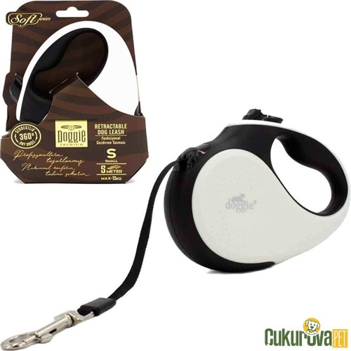 DOGGIE OTOMATİK KÖPEK TASMASI SOFT S 15 KG - 5 M - BEYAZ 