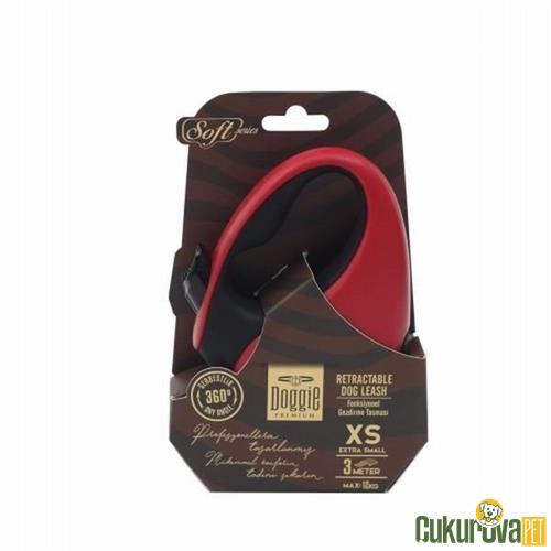 DOGGIE OTOMATİK KÖPEK TASMASI SOFT SERİ 12 KG - 3 M XS - KIRMIZI 