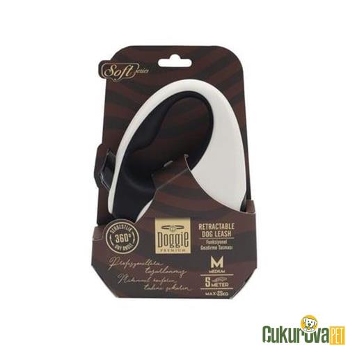 DOGGIE SOFT SERİSİ OTOMATİK UZATMA TASMASI M - 25 KG - 5 M - BEYAZ