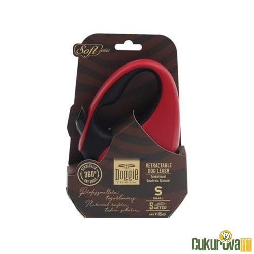 DOGGIE SOFT SERİSİ OTOMATİK UZATMA TASMASI S - 15 KG - 5 M - KIRMIZI