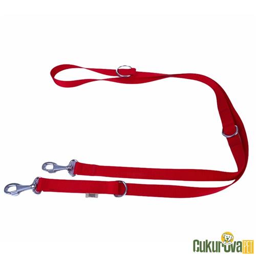 DOGGIE AYARLANABİLİR ÖZELLİKLİ DOKUMADAN EL YAPIMI KÖPEK GEZDİRME KAYIŞI M - 2.5 x 120 - 200 CM - KIRMIZI