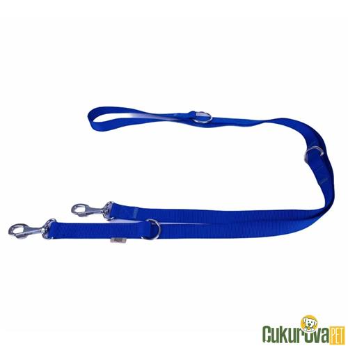 DOGGIE AYARLANABİLİR ÖZELLİKLİ DOKUMADAN EL YAPIMI KÖPEK GEZDİRME KAYIŞI M - 2.5 x 120 - 200 CM - ROYAL MAVİ