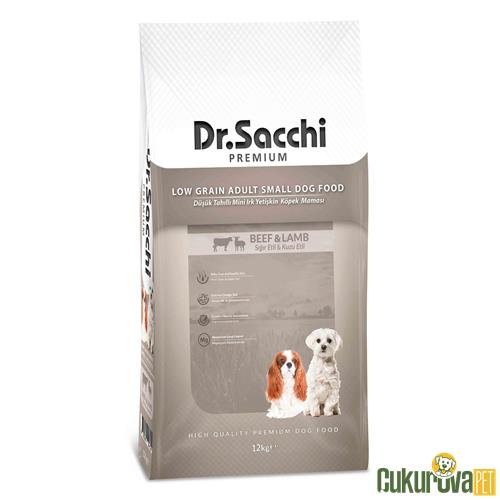 DR. SACCHI DÜŞÜK TAHILLI SIĞIR ETLİ VE KUZU ETLİ MİNİ IRK YETİŞKİN KÖPEK MAMASI 12 KG