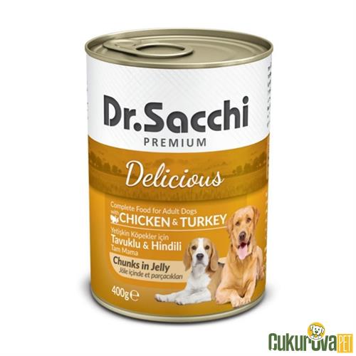 DR. SACCHI TAVUK VE HİNDİ ETLİ YETİŞKİN KÖPEK KONSERVESİ 400 GR