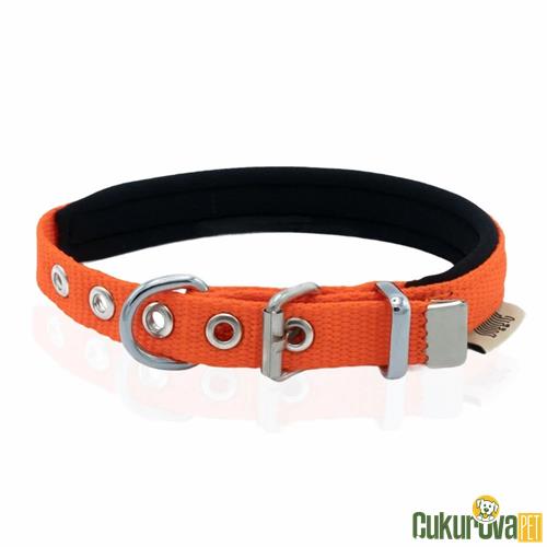 DOGGIE KONFORLU DOKUMADAN EL YAPIMI KÖPEK BOYUN TASMASI S - 1.5 x 20 - 25 CM - TURUNCU