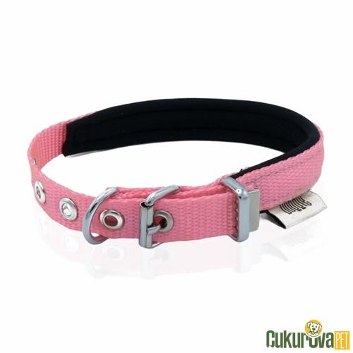 DOGGIE KONFORLU DOKUMADAN EL YAPIMI KÖPEK BOYUN TASMASI M - 1.5 x 25 - 30 CM - PEMBE