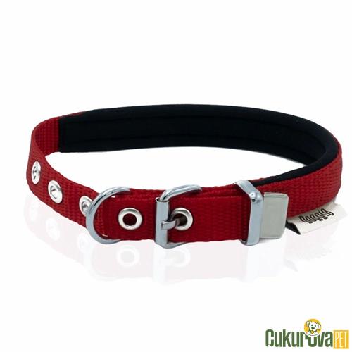 DOGGIE KONFORLU DOKUMADAN EL YAPIMI KÖPEK BOYUN TASMASI S - 1.5 x 20 - 25 CM - KIRMIZI