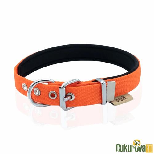 DOGGIE KONFORLU DOKUMADAN EL YAPIMI KÖPEK BOYUN TASMASI M - 2 x 30 - 35 CM - TURUNCU