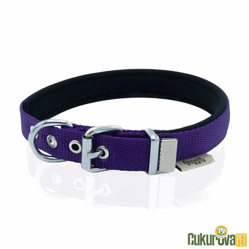 DOGGIE KONFORLU DOKUMADAN EL YAPIMI KÖPEK BOYUN TASMASI M - 2 x 30 - 35 CM - MOR