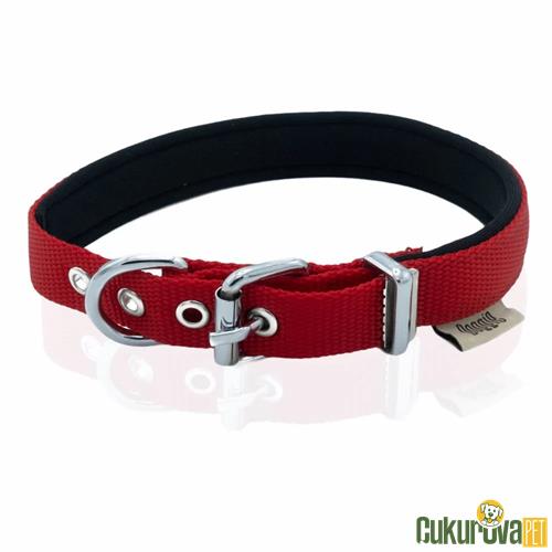 DOGGIE KONFORLU DOKUMADAN EL YAPIMI KÖPEK BOYUN TASMASI S - 2 x 30 - 35 CM - KIRMIZI