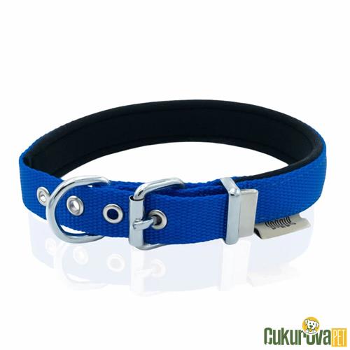DOGGIE KONFORLU DOKUMADAN EL YAPIMI KÖPEK BOYUN TASMASI M - 2 x 35 - 40 CM - ROYAL MAVİ