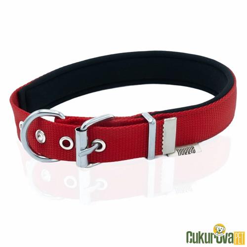 DOGGIE KONFORLU DOKUMADAN EL YAPIMI KÖPEK BOYUN TASMASI M - 2 x 35 - 40 CM - KIRMIZI